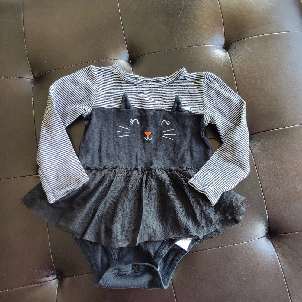 Carter's Adorable Black Cat Kids One Piece Size 24m